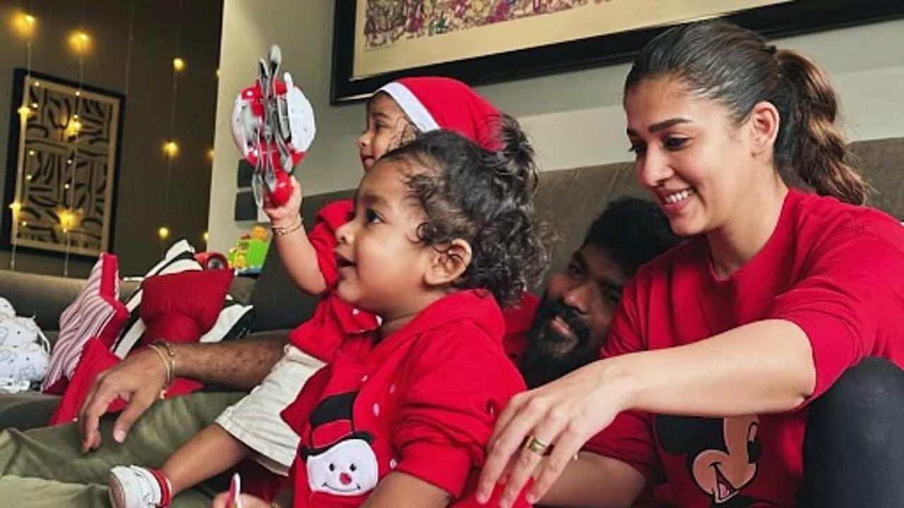 Nayanthara and Vignesh Shivan celebrate Christmas with kids all dressed in red