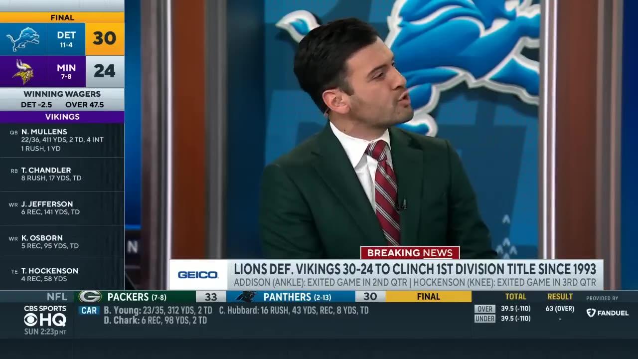 ESPN reacts to Lions clinch first division title in 30 years with 30-24 win over Vikings