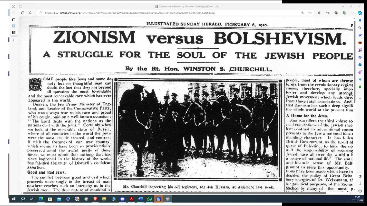 Zionism versus Bolshevism. A Struggle for the Soul of the Jewish People.