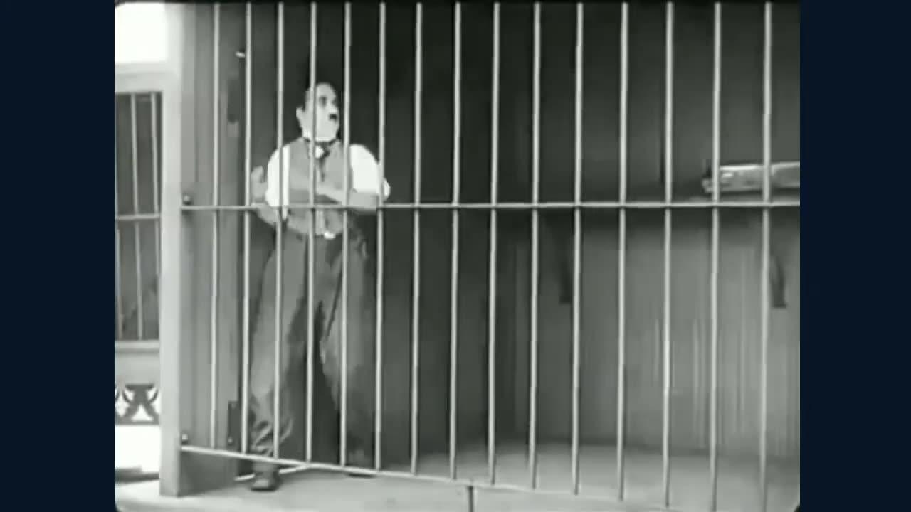 Charlie Chaplin and lion 😂lion cage