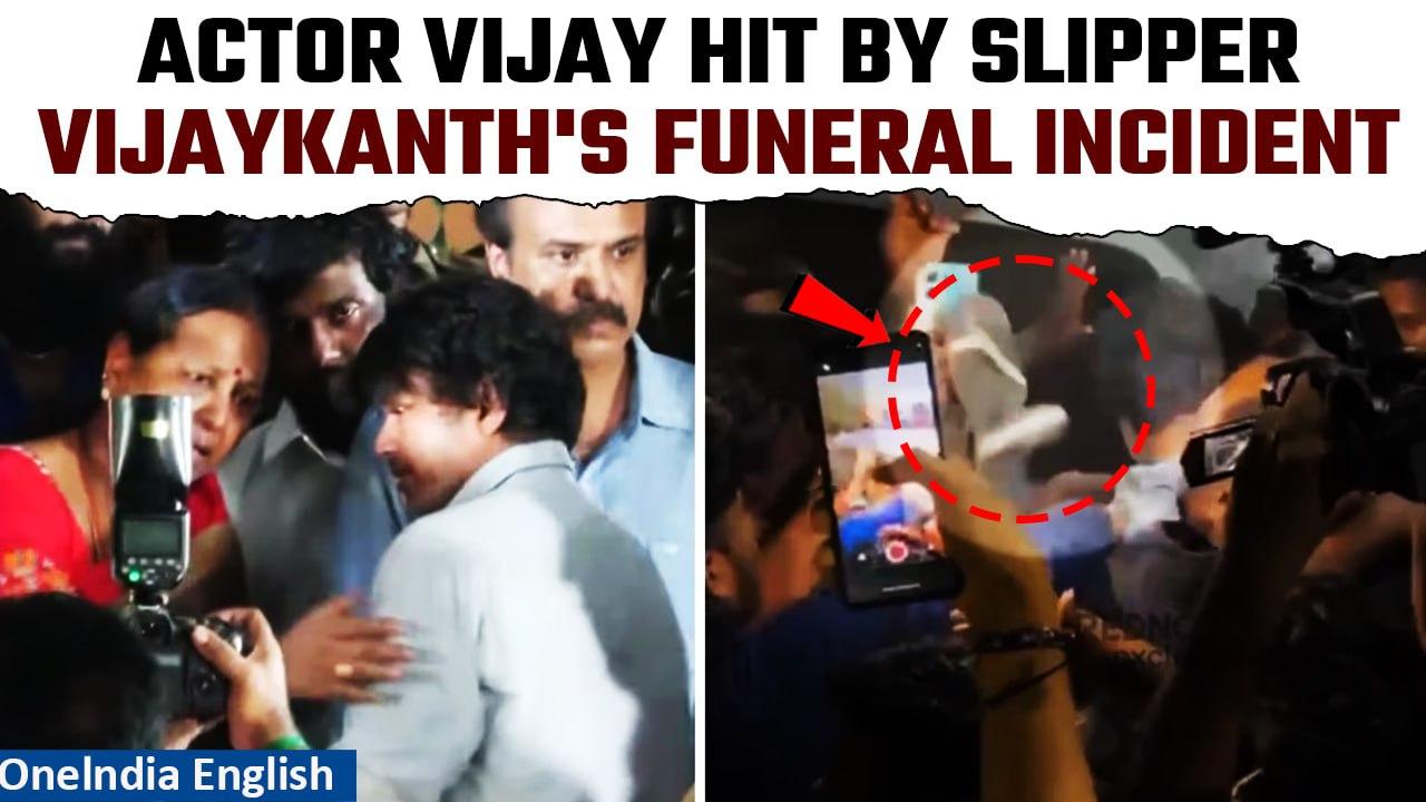 Viral Video Shows Vijay Surrounded in Huge Crowd at Actor-Politician Vijaykanth's Funeral | Oneindia