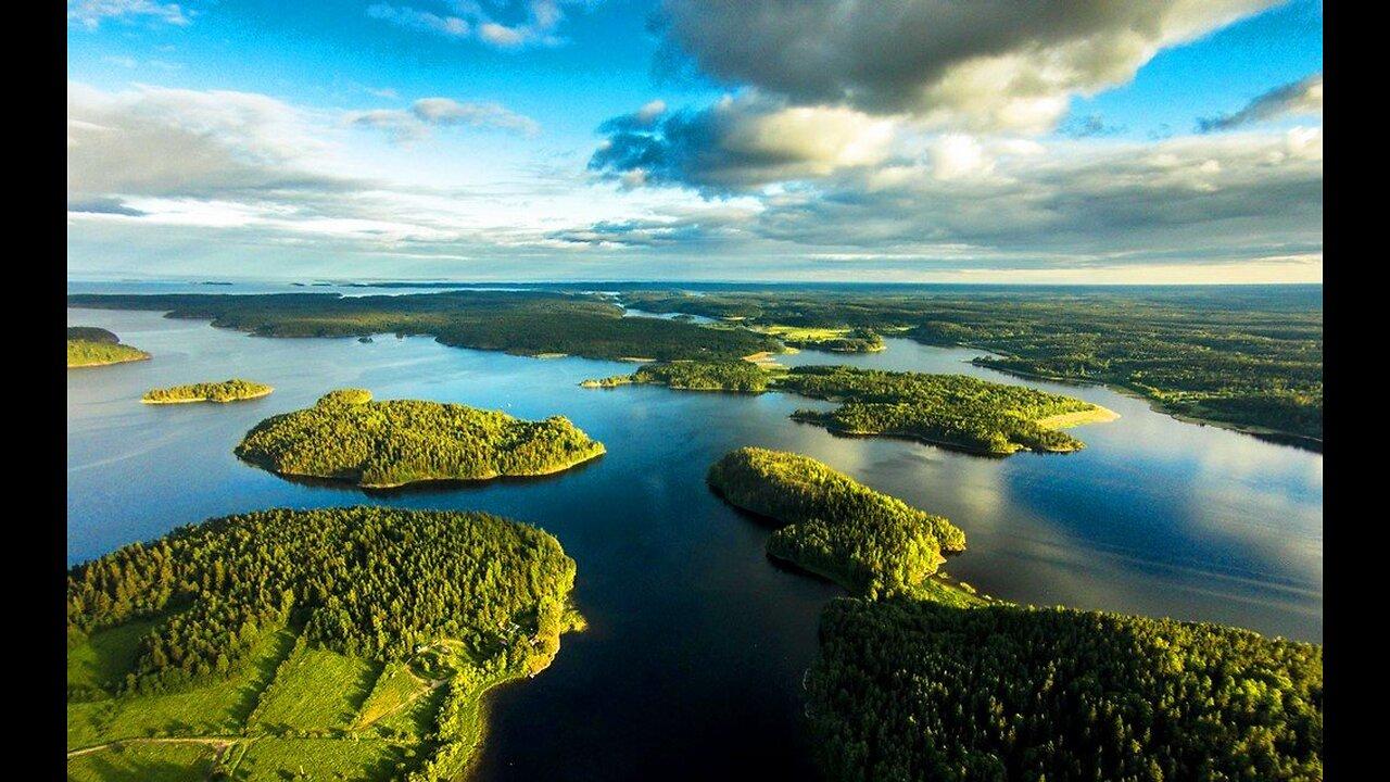 Overview of the Republic of Karelia on a quadcopter