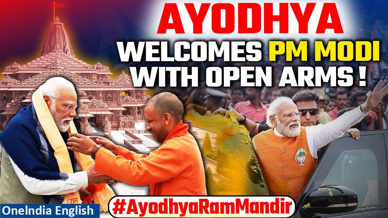 PM Modi's Grand Ayodhya Arrival: Greetings & Grandeur Unveiled! | Oneindia News