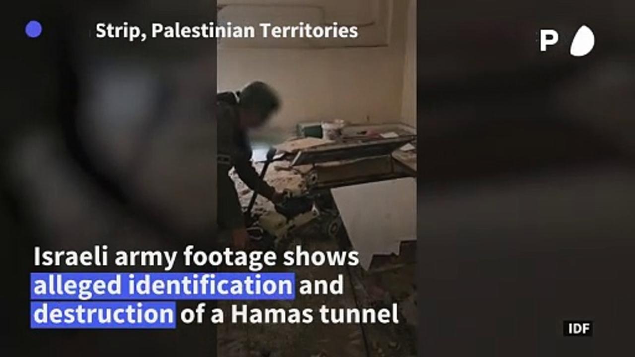 Israeli army footage of Hamas tunnel's destruction in the Gaza Strip