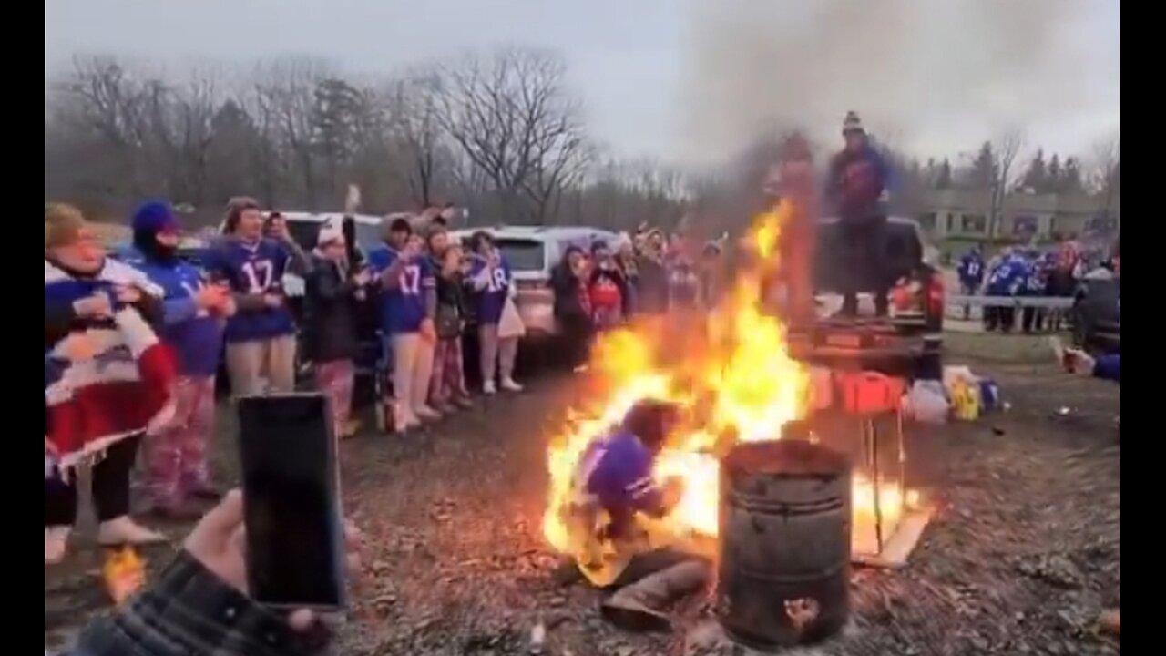 Bills Fan Lights Himself On Fire In The Stupidest Way Possible