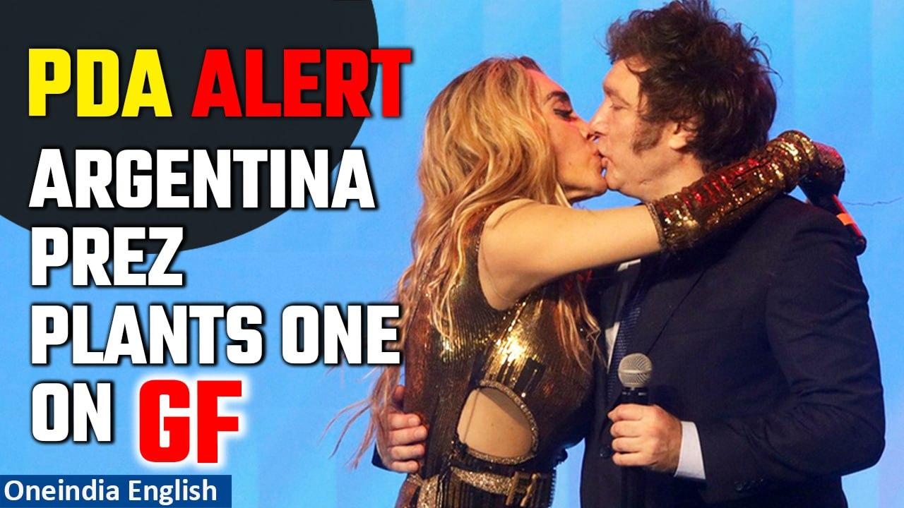 Argentine President Javier Milei’s on-stage kiss sparks debate | Video | Oneindia News