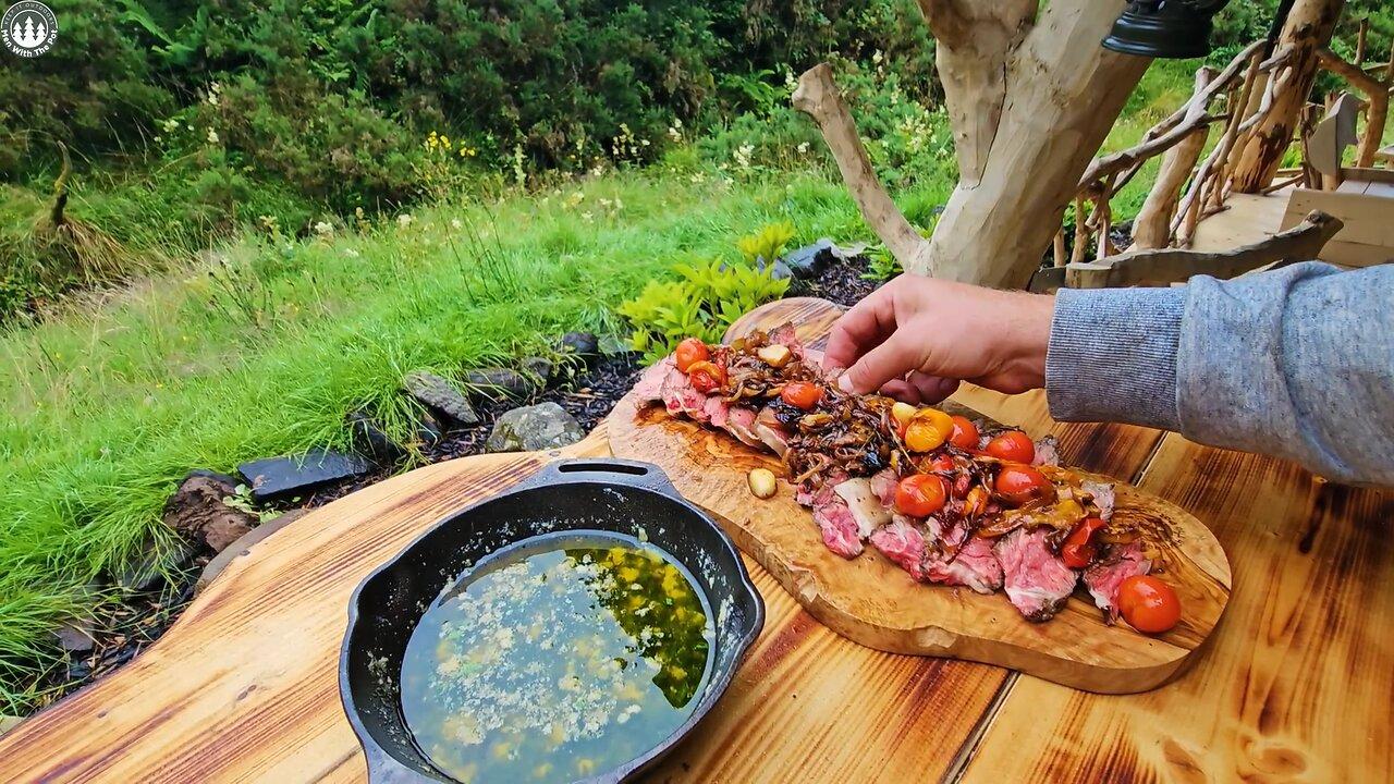 Tomahawk Ribeye Steak | Grilled on (Relaxing Sounds, ASMR, CAMPING)
