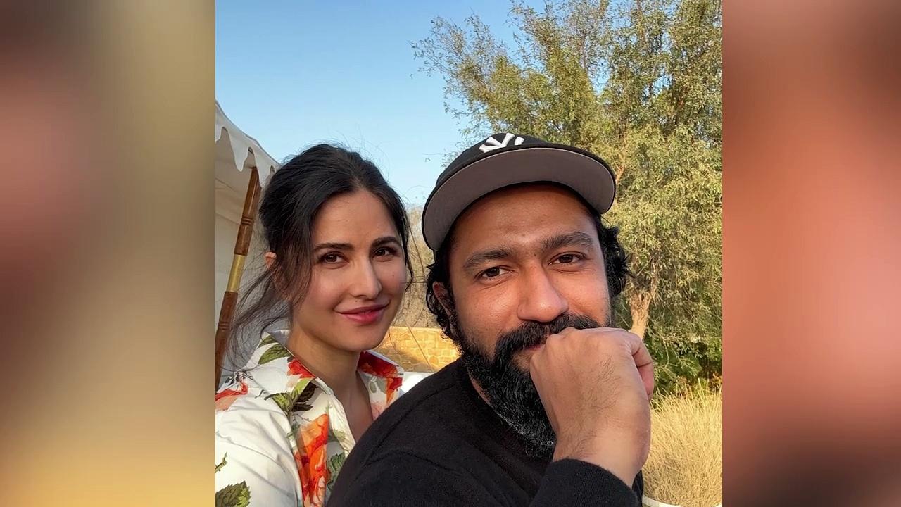 Katrina Kaif and Vicky Kaushal were seen enjoying bonfire on the desert in the cold night