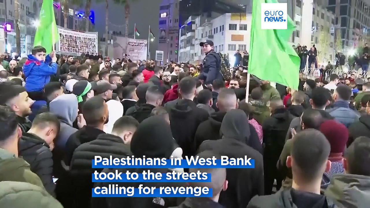 Protests in the West Bank over the killing of Hamas deputy political leader in Lebanon
