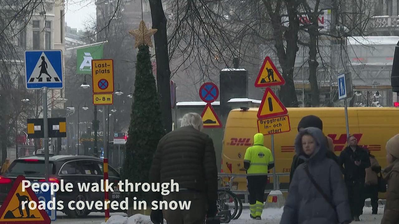 Snow in Stockholm as country sees record cold temperatures