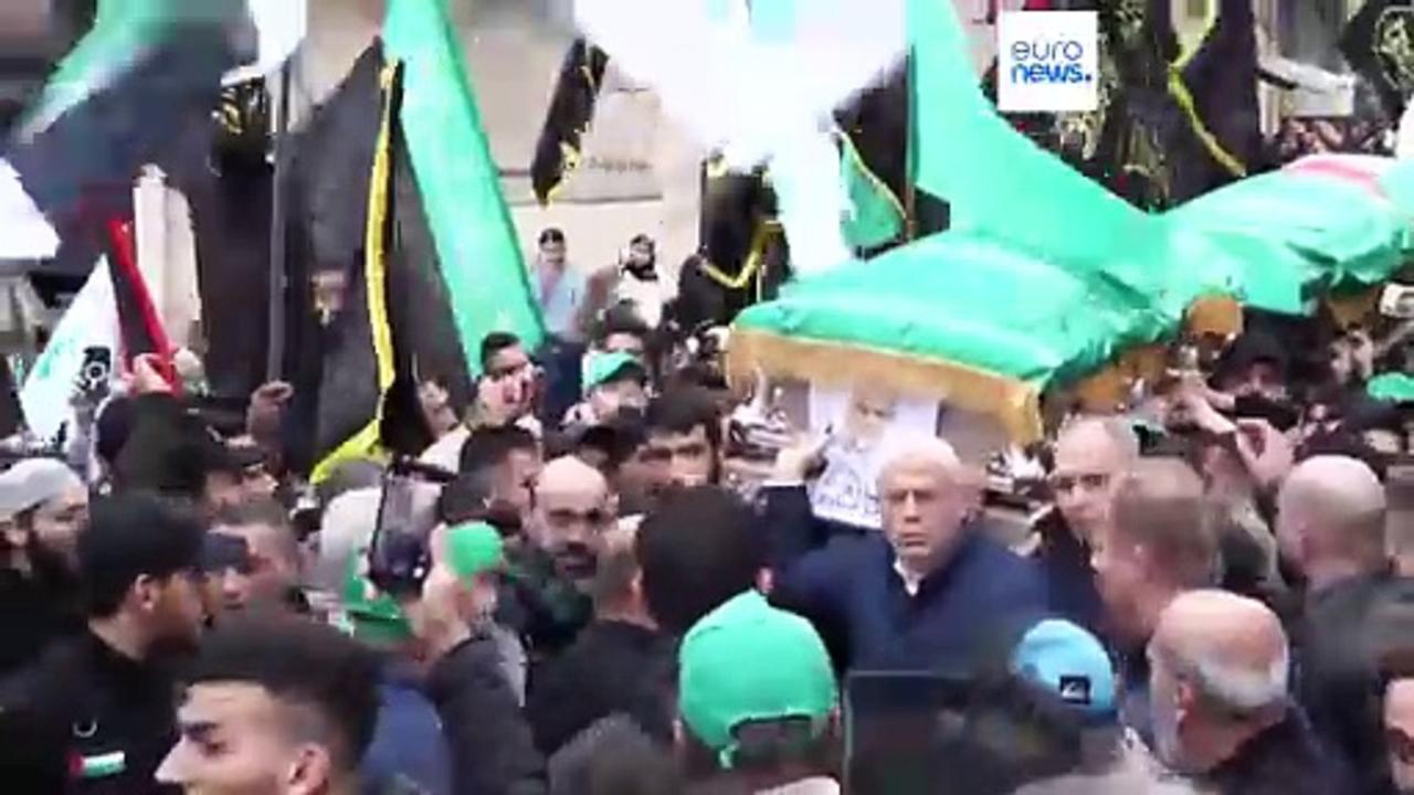 Hundreds march in Beirut for funeral of Hamas deputy Saleh al-Arouri