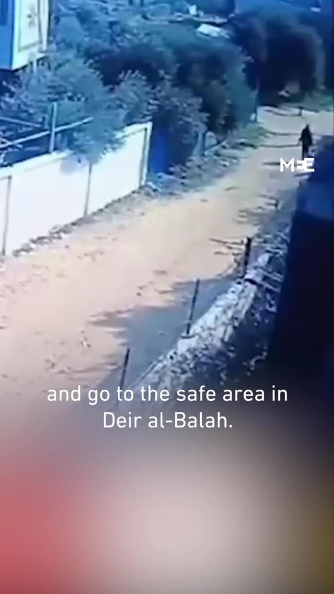 an Israeli strike on Palestinians was filmed on his home security camera.