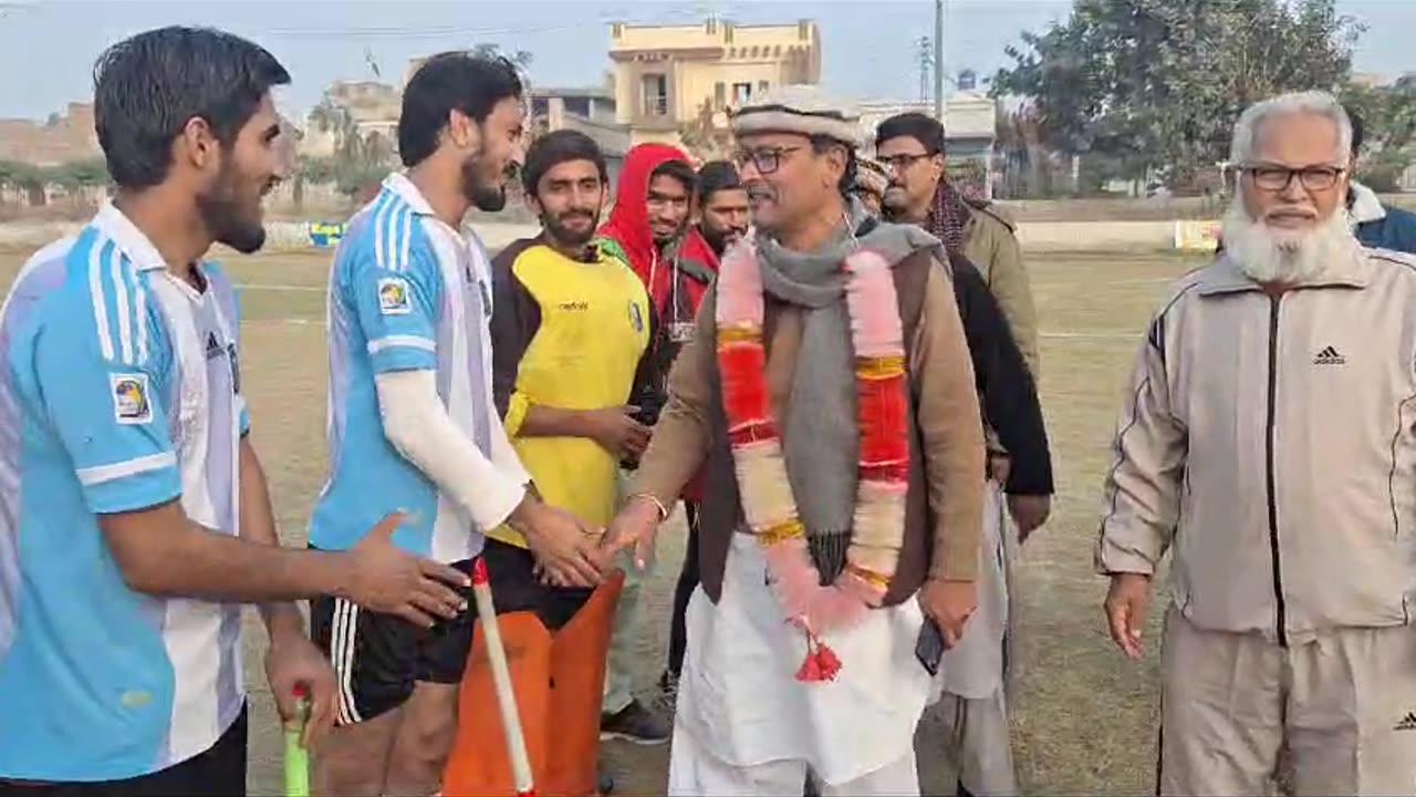 Hockey match Chief guest intro with teams
