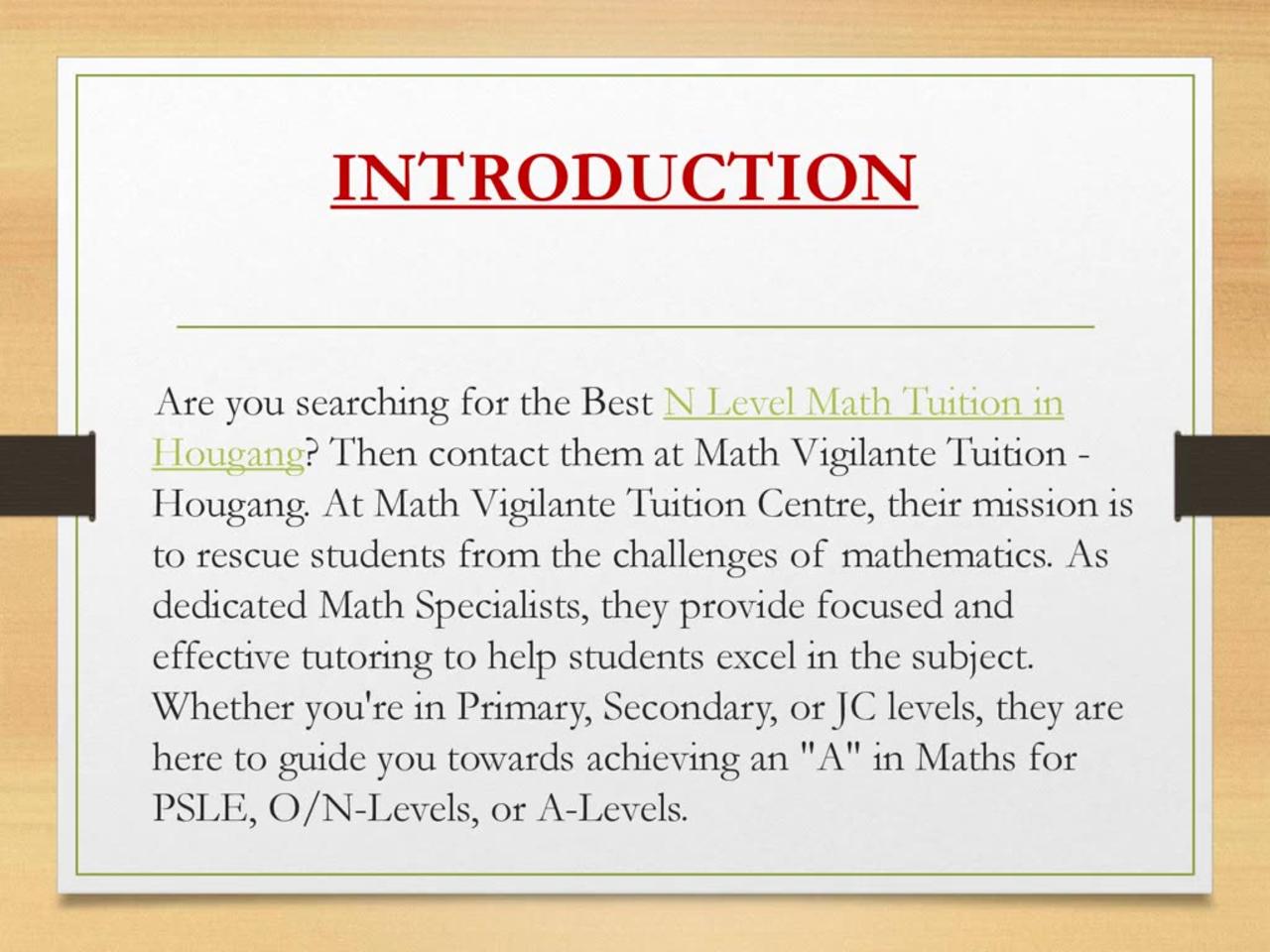 N Level Math Tuition in Hougang