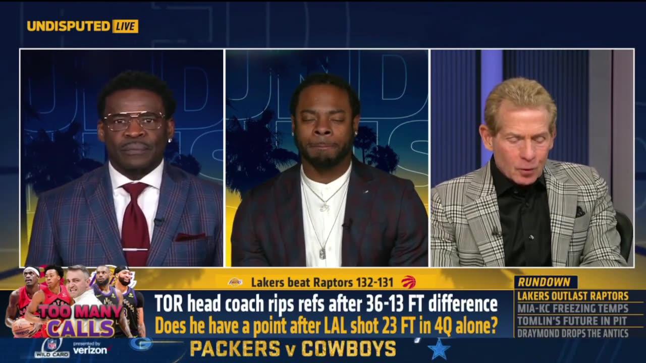 UNDISPUTED  Skip Bayless reacts LeBron and AD combines for 63 Pts as Lakers def Raptors 132-131