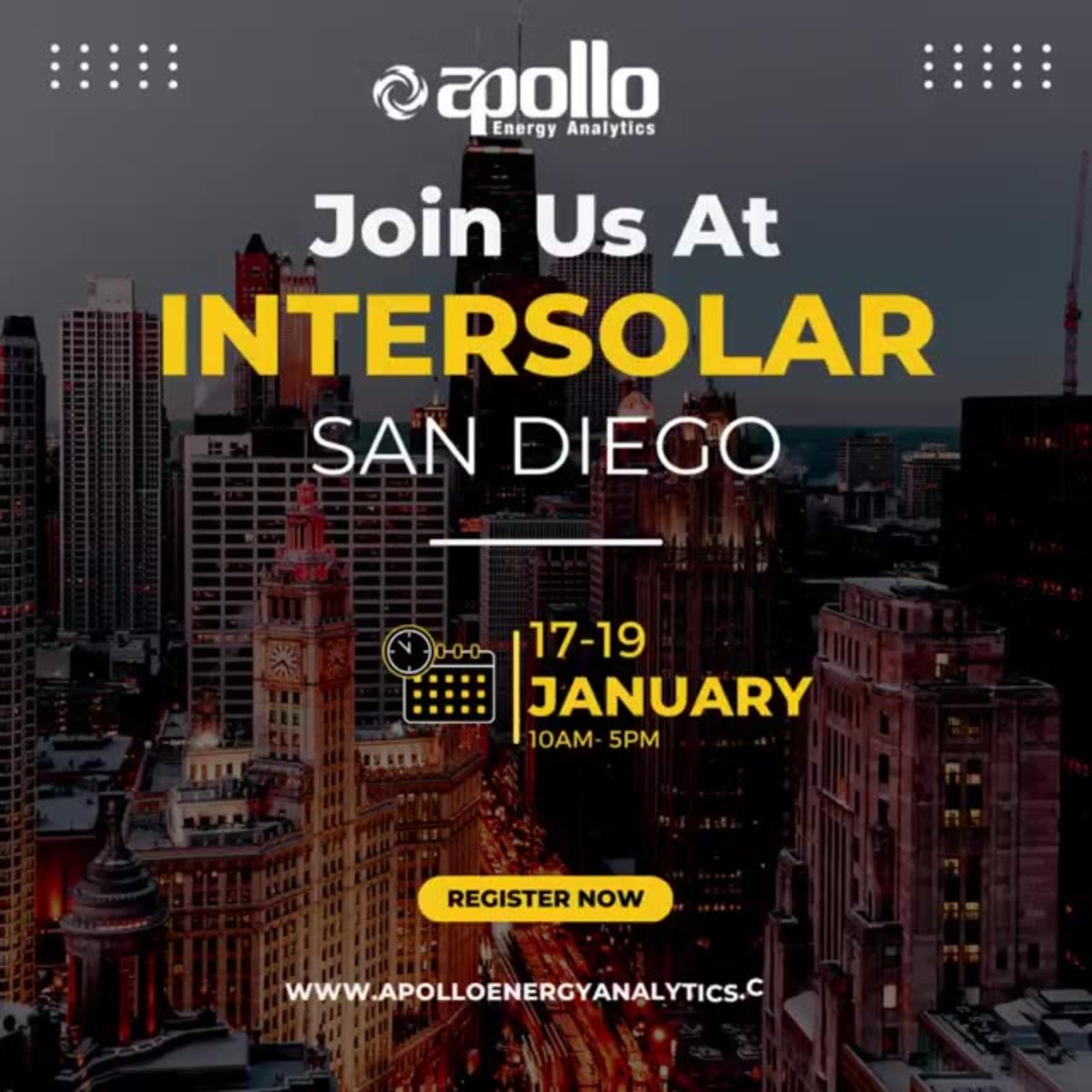 Meet us at Intersolar, San Diego - Apollo Energy Analytics Solution