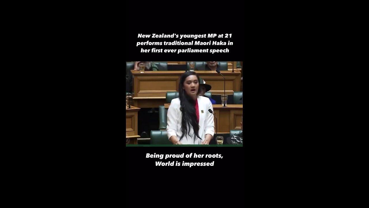 Newzealand's Youngest MP performing traditional Maori Haka