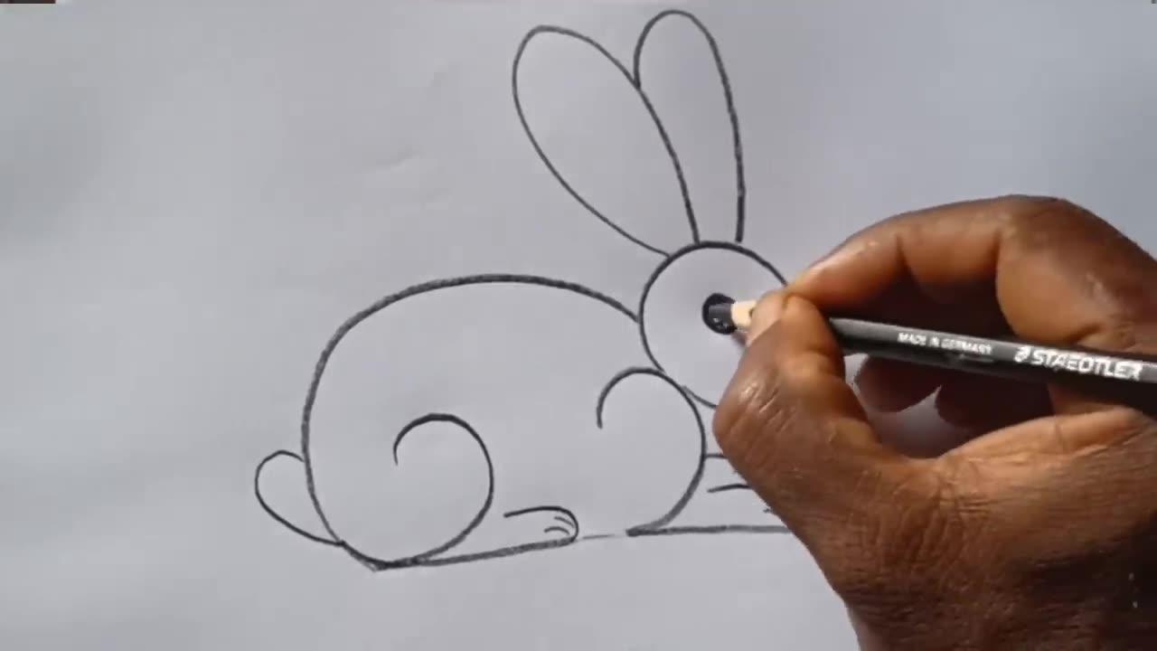 how to draw rabbit drawing from 22 number easy - One News Page VIDEO