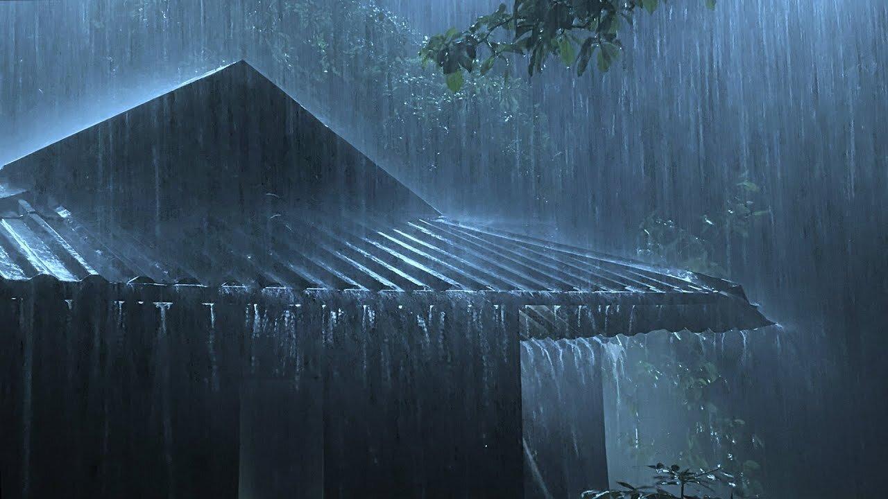 Sleep Instantly with Heavy Rainstorm & Powerful Thunder Sounds Covering the Rainforest Park at Night