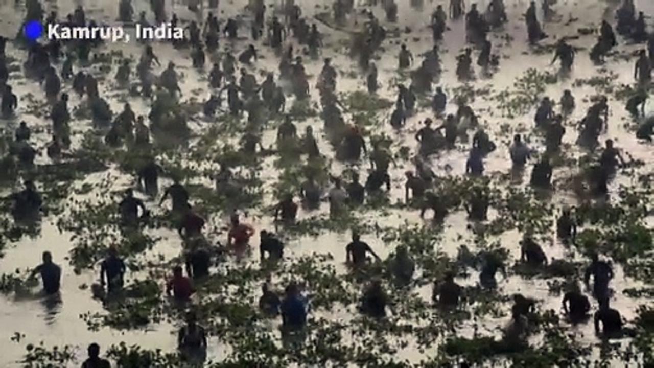 Villagers fish to celebrate harvest festival in northeast iNDIA
