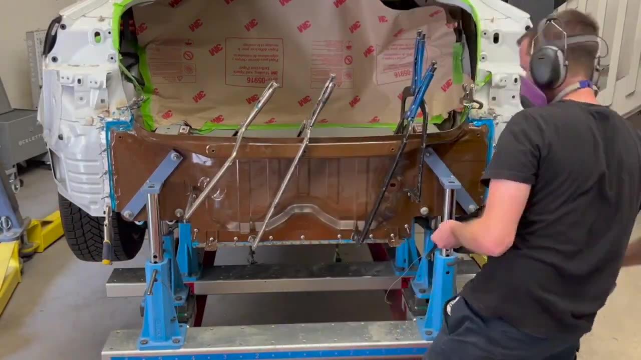 Tesla Model 3 rear accident repair. Full video
