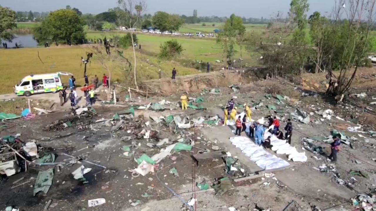 Drone shows Thai fireworks factory after explosion