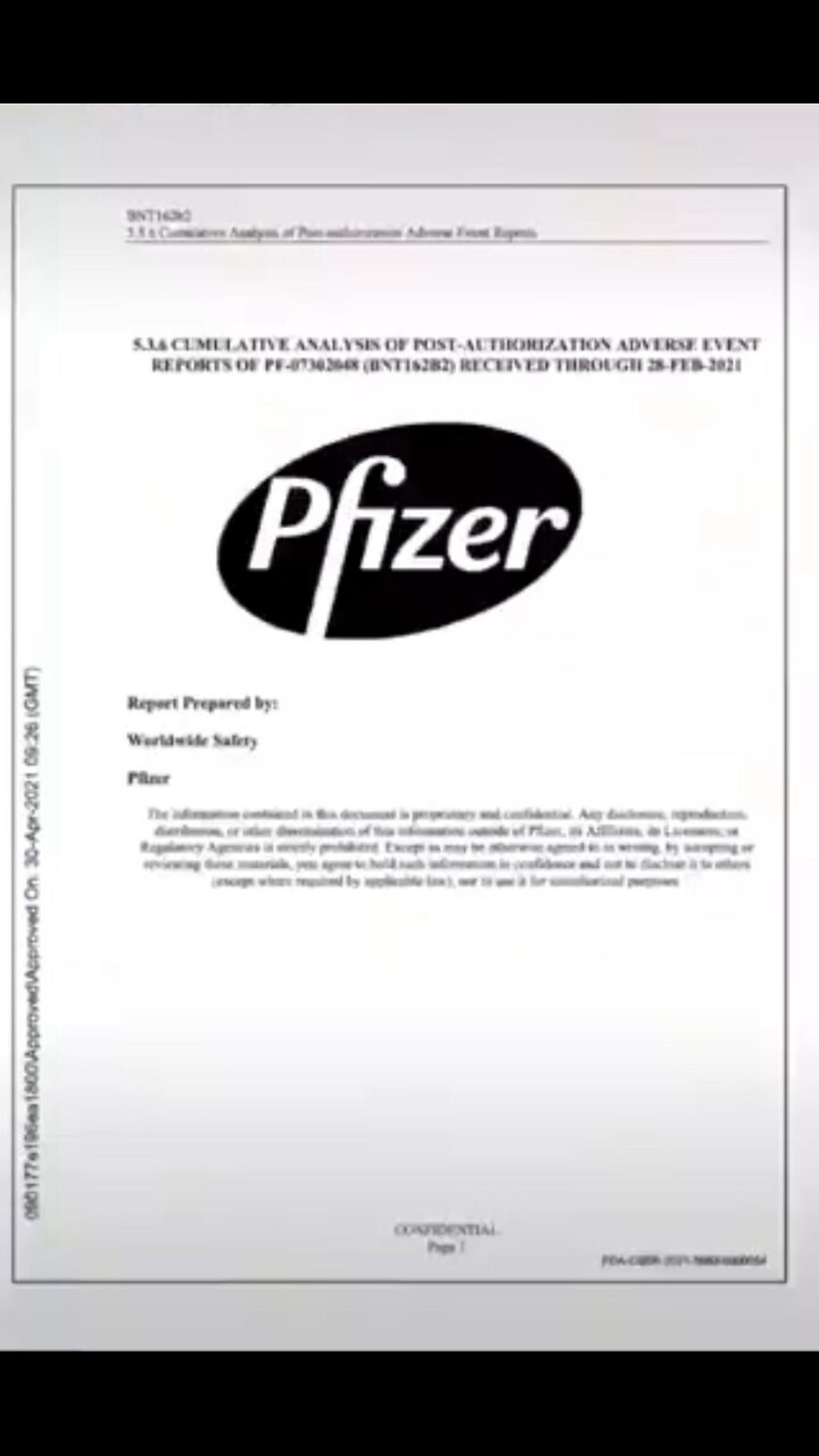 Many many side effects of the vaccine presented by Pfizer