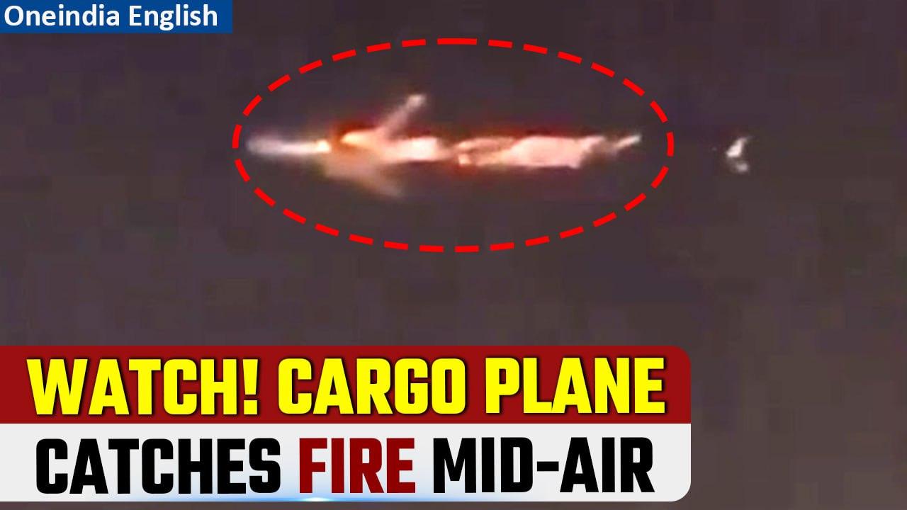 Atlas Air Boeing cargo plane catches fire mid-air, makes emergency landing in Miami | Oneindia News