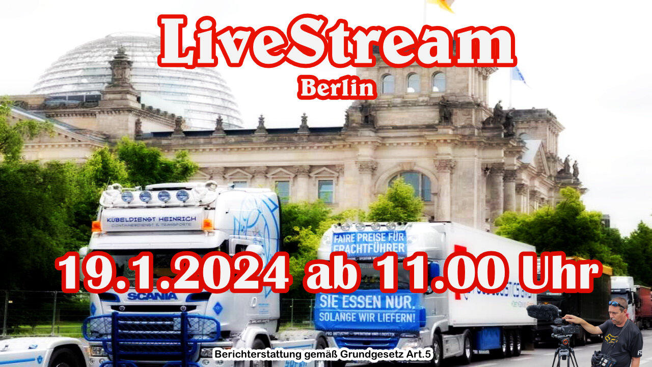 Demonstration rally BERLIN January 19, 2024 truck freight transport