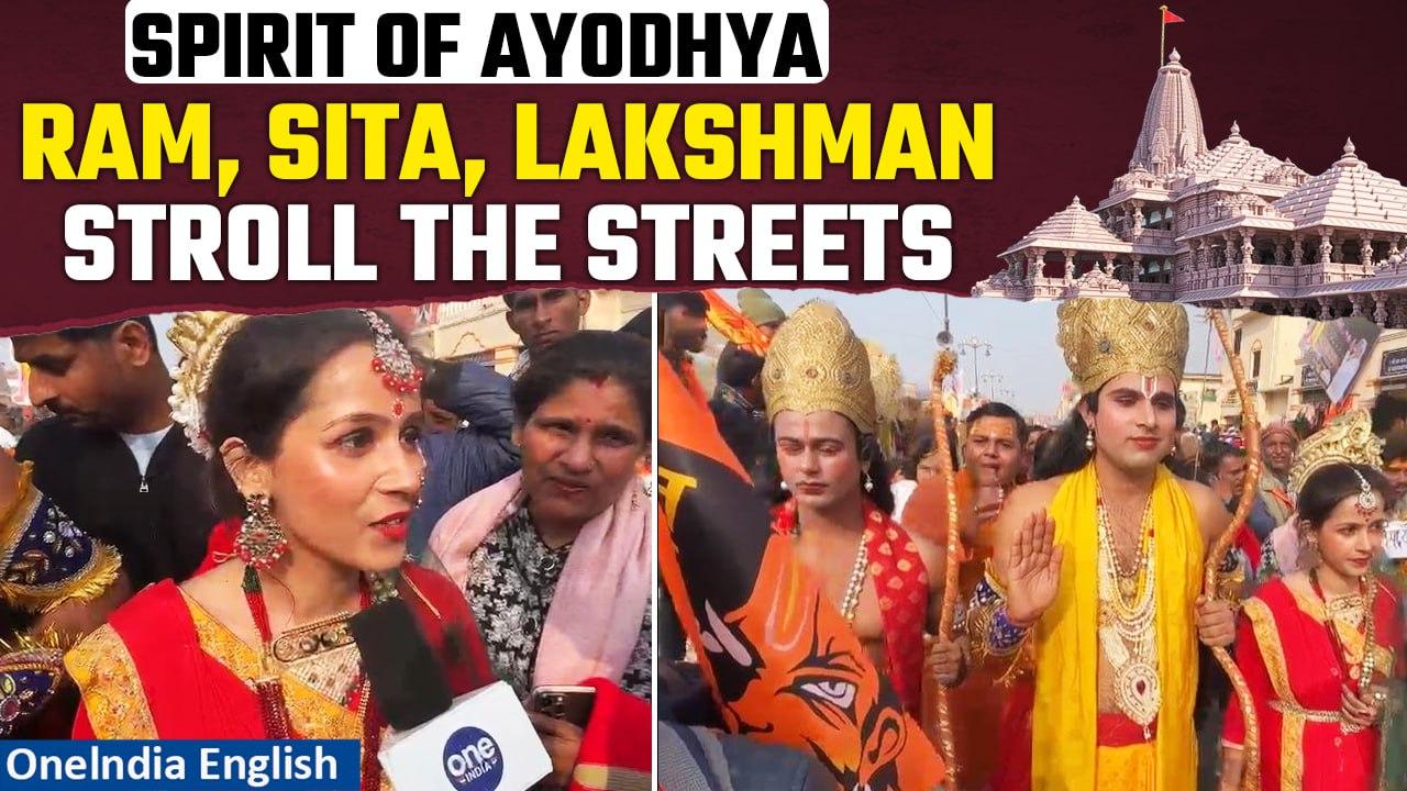 Ram Mandir Inauguration: People Dressed As Ram, Sita, Lakshman Grace Ayodhya's Streets| Oneindia