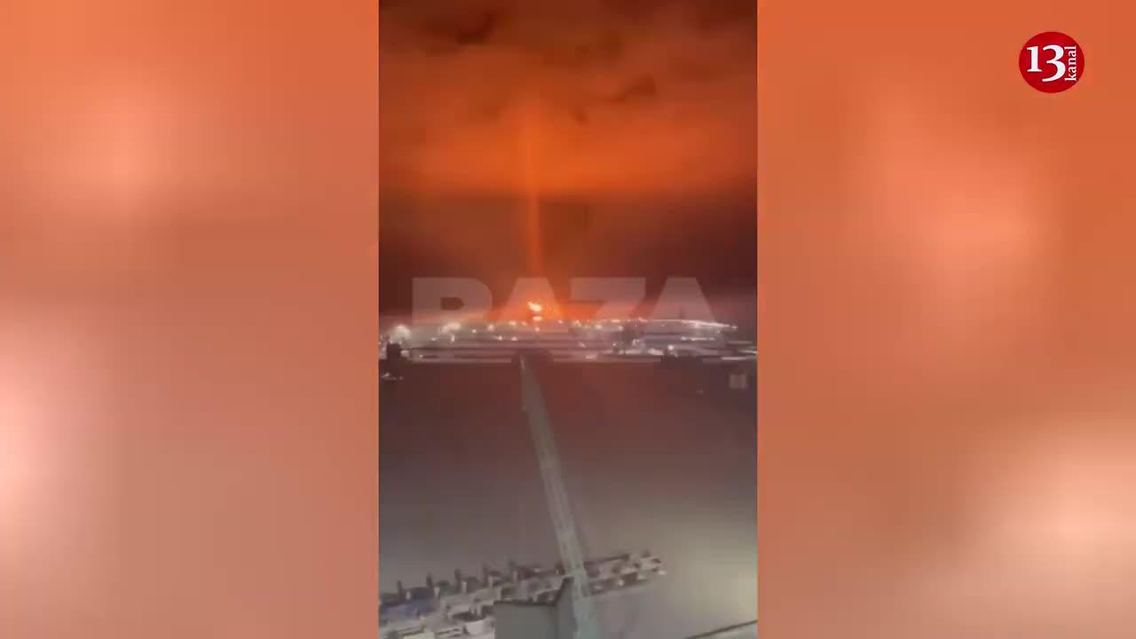 Footage of Ukrainian drone attack on a gas terminal in Russia’s Leningrad region