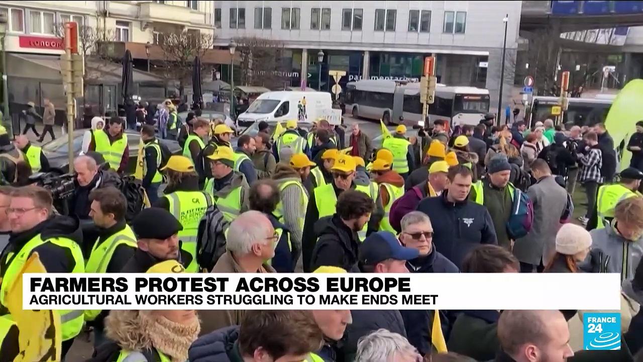 French farmers take protest to Brussels