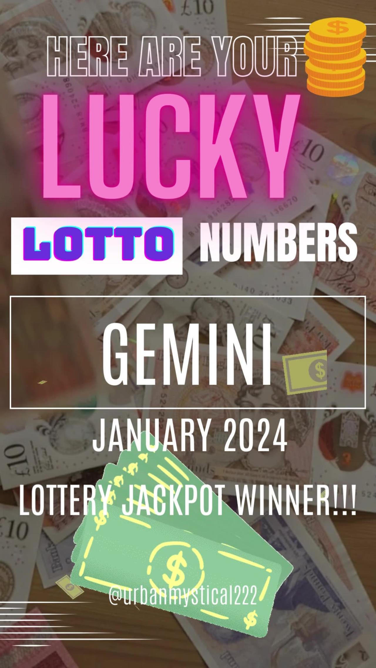 GEMINI JACKPOT WINNER!!💸❤️💲💕❤️✨👉JANUARY 2024❤️💲✨💕💰❤️💸✨ Lucky Lotto Numbers.  #taro