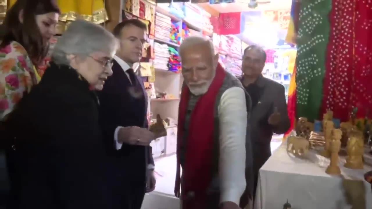 PM Modi and President Macron visit the iconic Hawa Mahal in Jaipur, Rajasthan