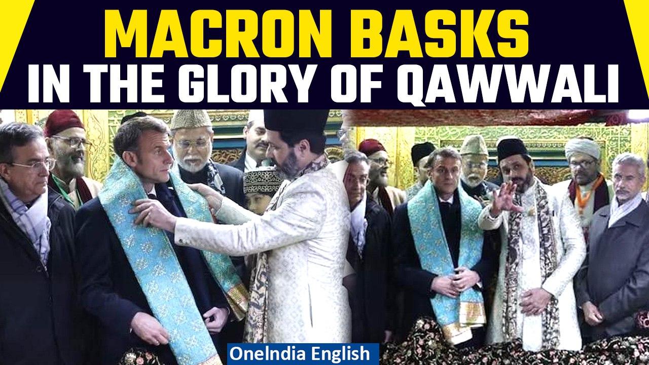 French President Macron visits Delhi's Nizamuddin Dargah, enjoys qawwali | Watch Video | Oneindia