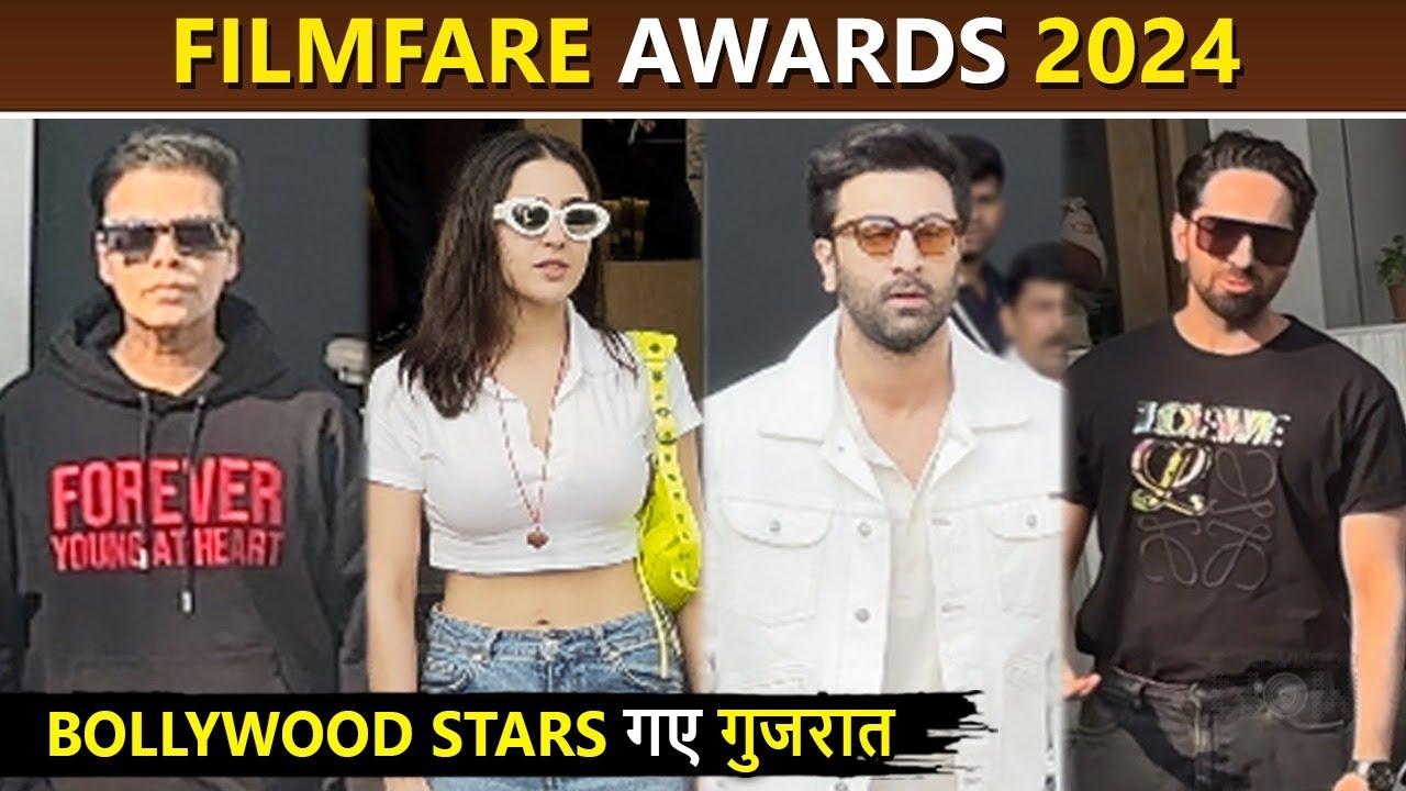 Filmfare Awards 2024: Ranbir, Sara, Karan, Ayushmann At Mumbai Airport Leave For Gujarat