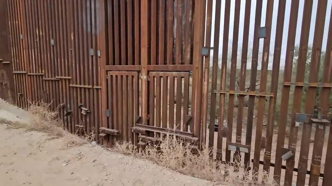 The migrants crossing into USA have been cutting down the border wall as shown here