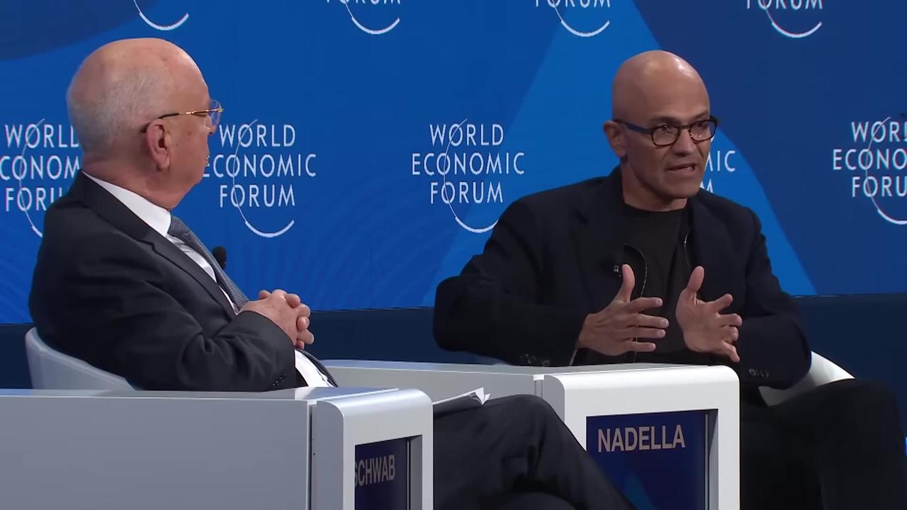 WEF 2024 - Klaus Schwab & Satya Nadella - Fear Monger AI - Give Zero Solutions - While Stating Only The Risks