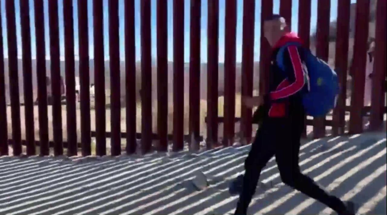 Jacumba California - Large Group of Young Illegal Men Smuggled to Border Wall