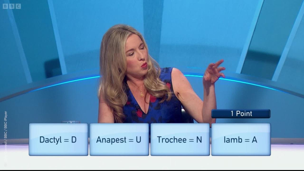 Victoria Coren Mitchell explains difficult morse feet answer on Only Connect