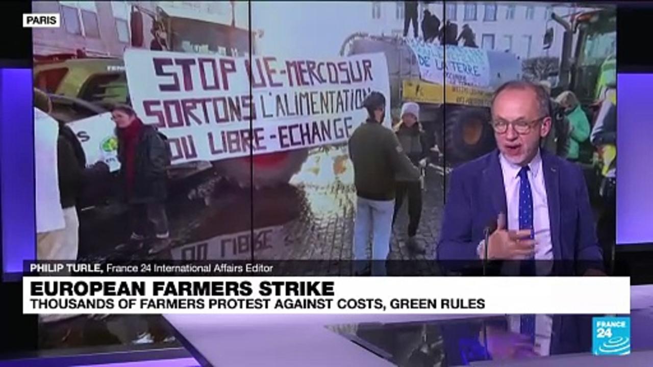 Hundreds of tractors bring farmers' plight to EU summit in Brussels