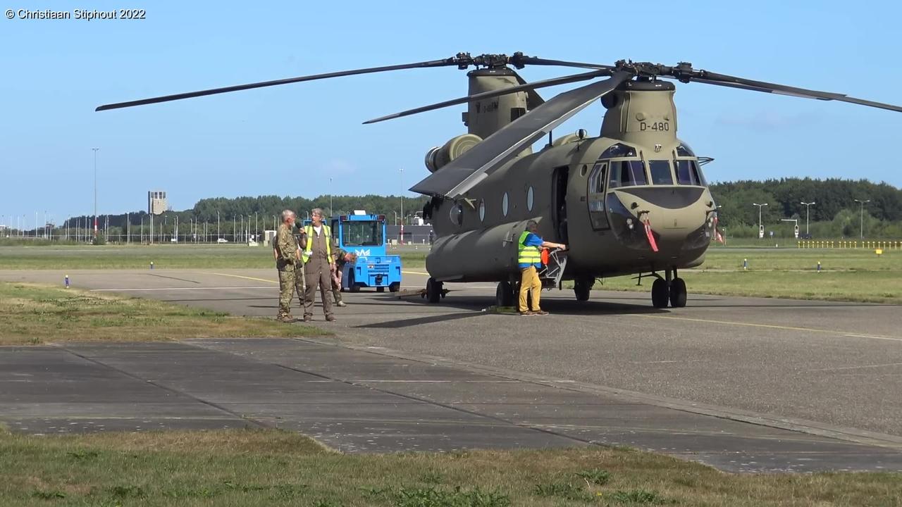 Military helicopter Chinook (D-480 Boeing CH-47F) at ''Salvage Legends'' Aviodrome (20-08-2022)