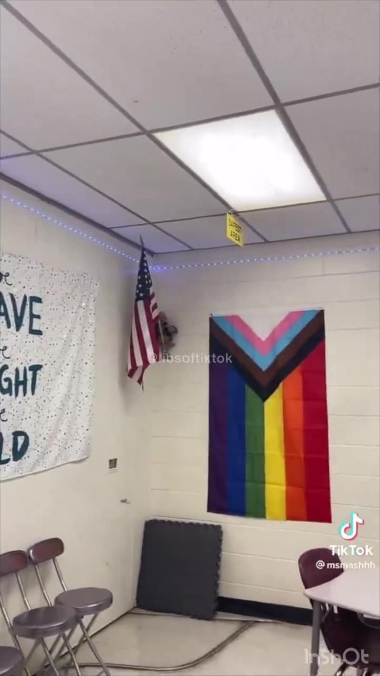 Teacher Shows Off Pride Flag In Classroom