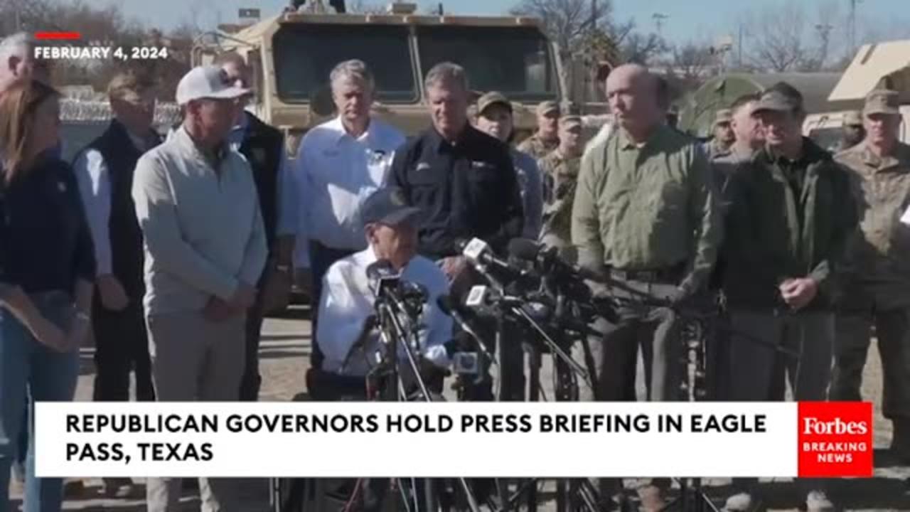 Texas Gov. Greg Abbott & More GOP Governors Blasts Biden Border Policy In Eagle Pass.