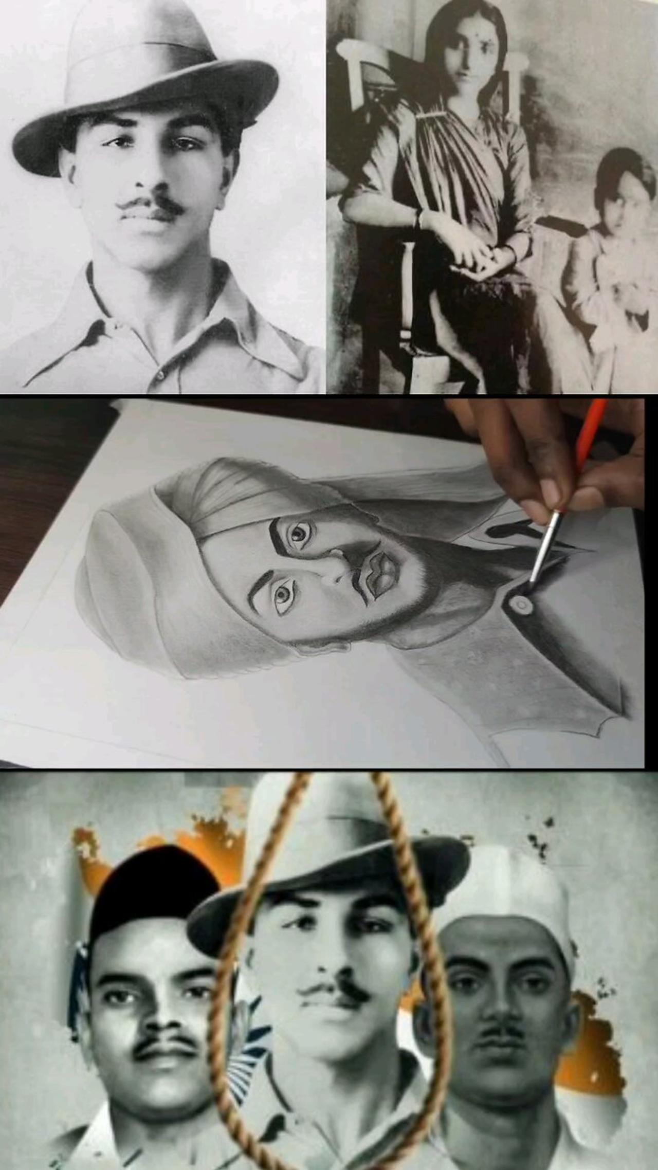 veer bhagat singh drawing veer bhagat singh art portrait my YouTube channel Braj artist vk