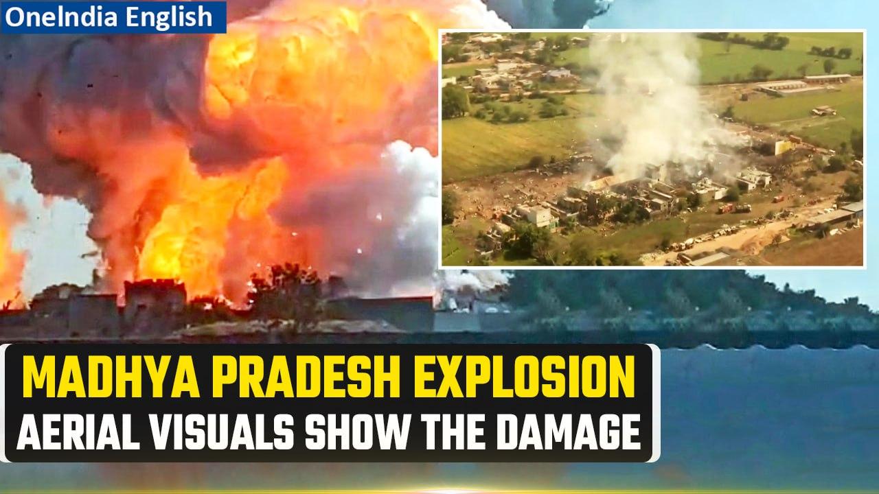 Madhya Pradesh Firecrackers Factory Explosion: Aerial visuals of the site | Watch | Oneindia News