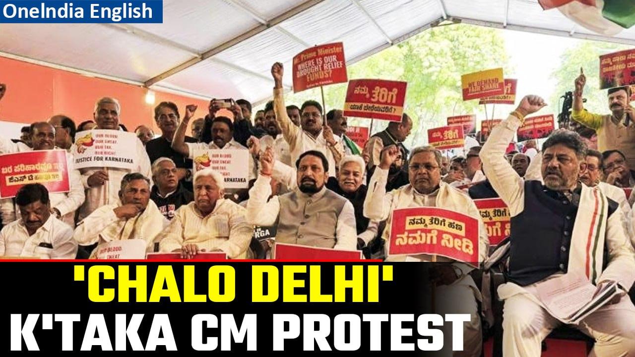 Karnataka Congress Protests Tax Inequality at Jantar Mantar in Delhi | Oneindia News