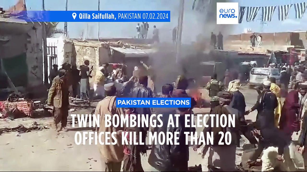 Twin bombings at Pakistan political offices kill at least 26 a day before voting begins