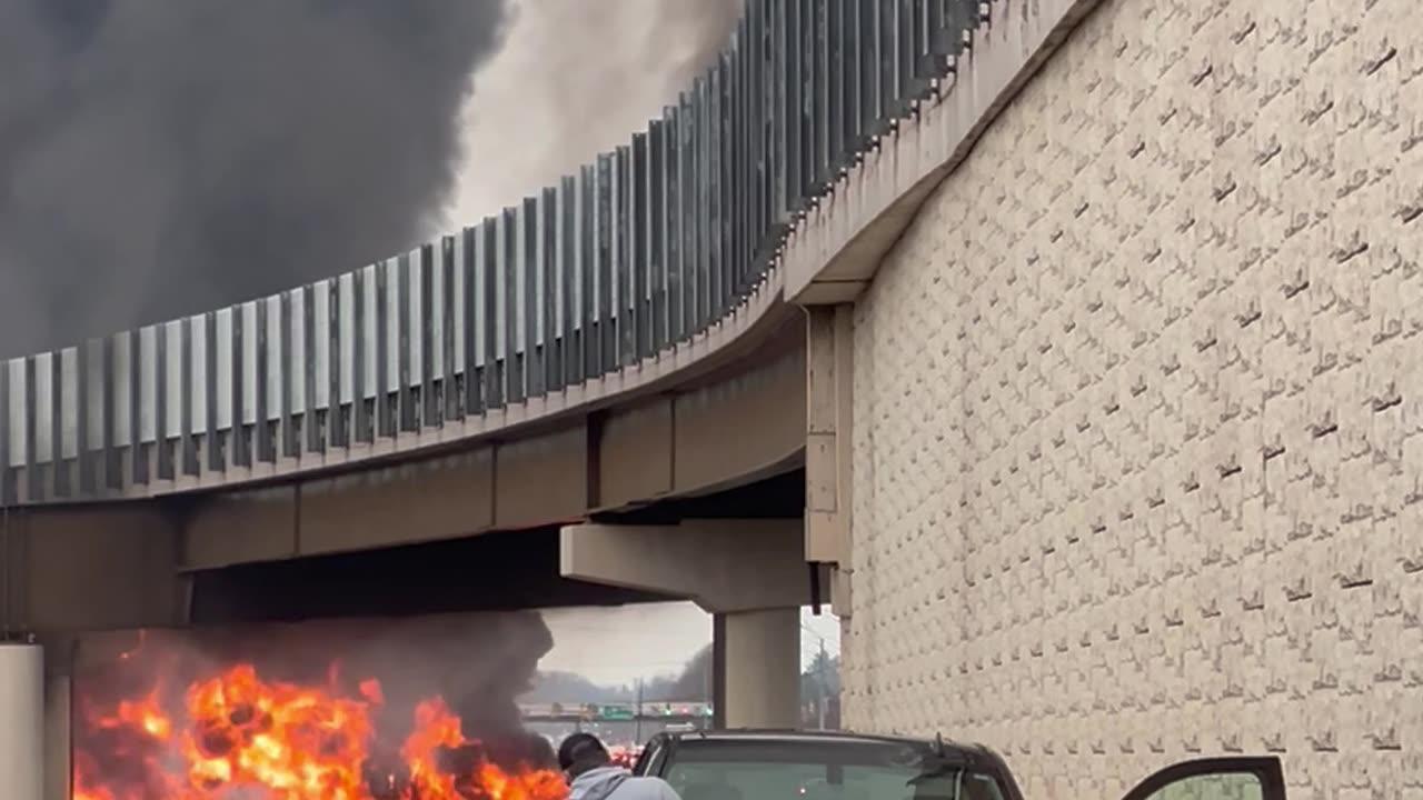 Massive Fire Blocks Freeway in Ohio