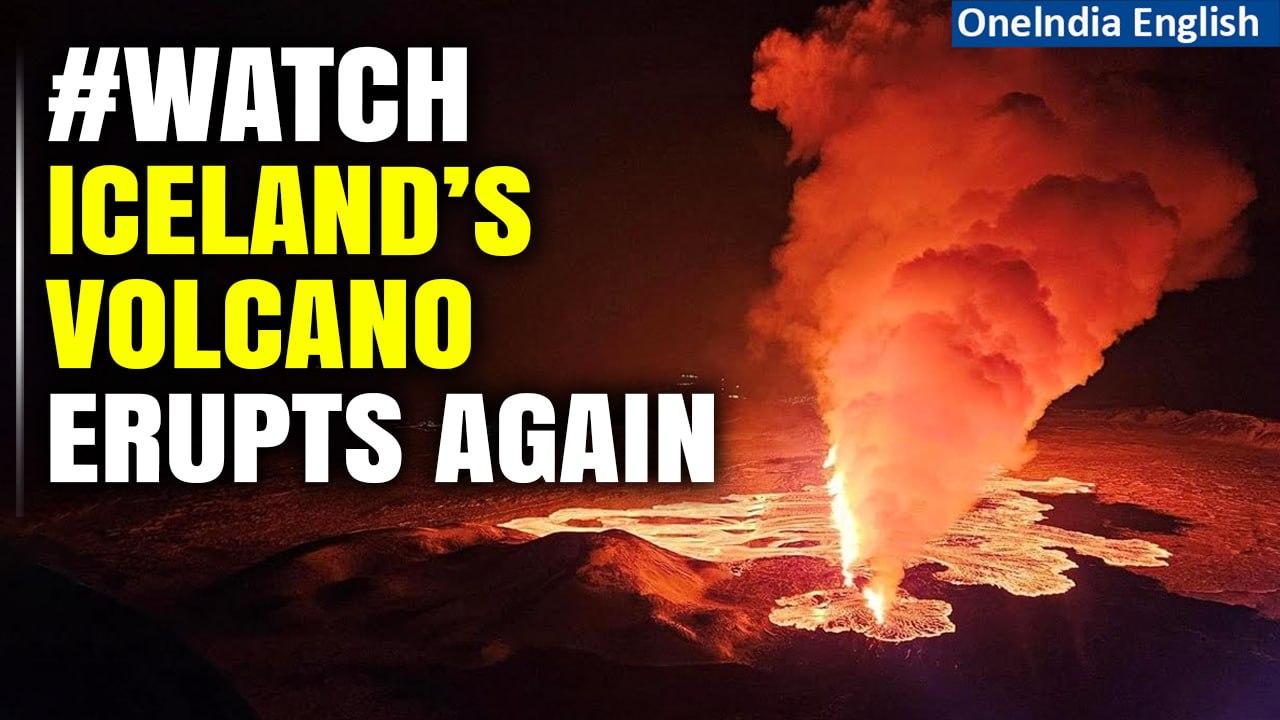 Iceland's Reykjanes Peninsula experiences 6th volcanic eruption since 2021 | Watch | Oneindia News
